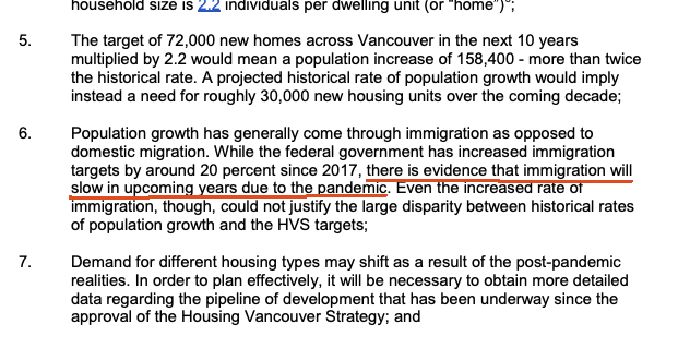 On Recalibrating Housing Supply motion today at council.In it, a dangerous assumption that immigration will slow as result of COVID-19, apparently conflating predictions of a slump in overseas buyers.Dangerous b/c inadvertently plays to xenophobic dog-whistle politics, but...
