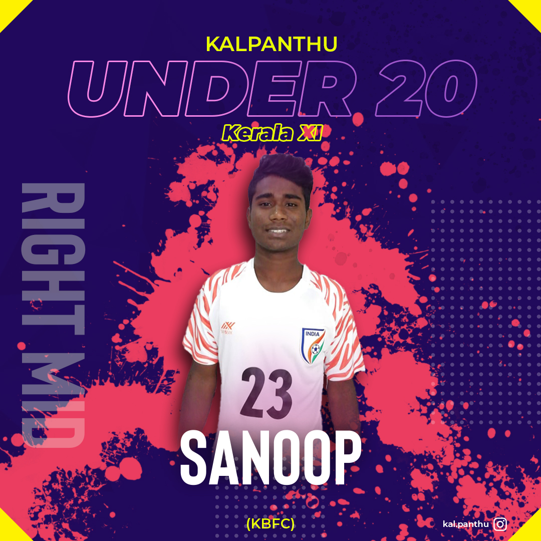 Right Midfield: SanoopTeam: Kerala Blasters Sanoop is your perfect winger. Good crossing ability, great with the ball at his feet, and certainly not afraid to take on a defender.