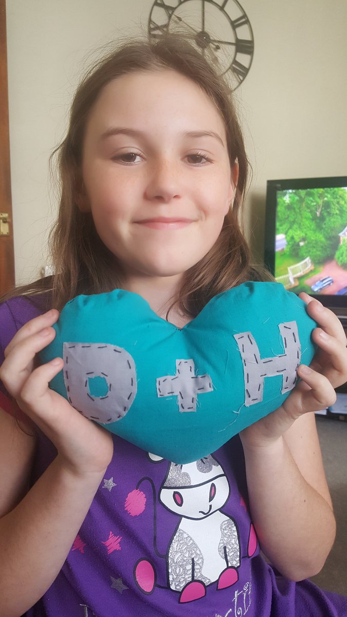 EmmaC79's tweet photo. @Temple_Sutton @MrsMunoz2  Daisys heart cushion all finished. Daisys favourite part was using a sewing machine. If she could change one thing about it it would be the colour. https://t.co/9ukjAVMWLs
