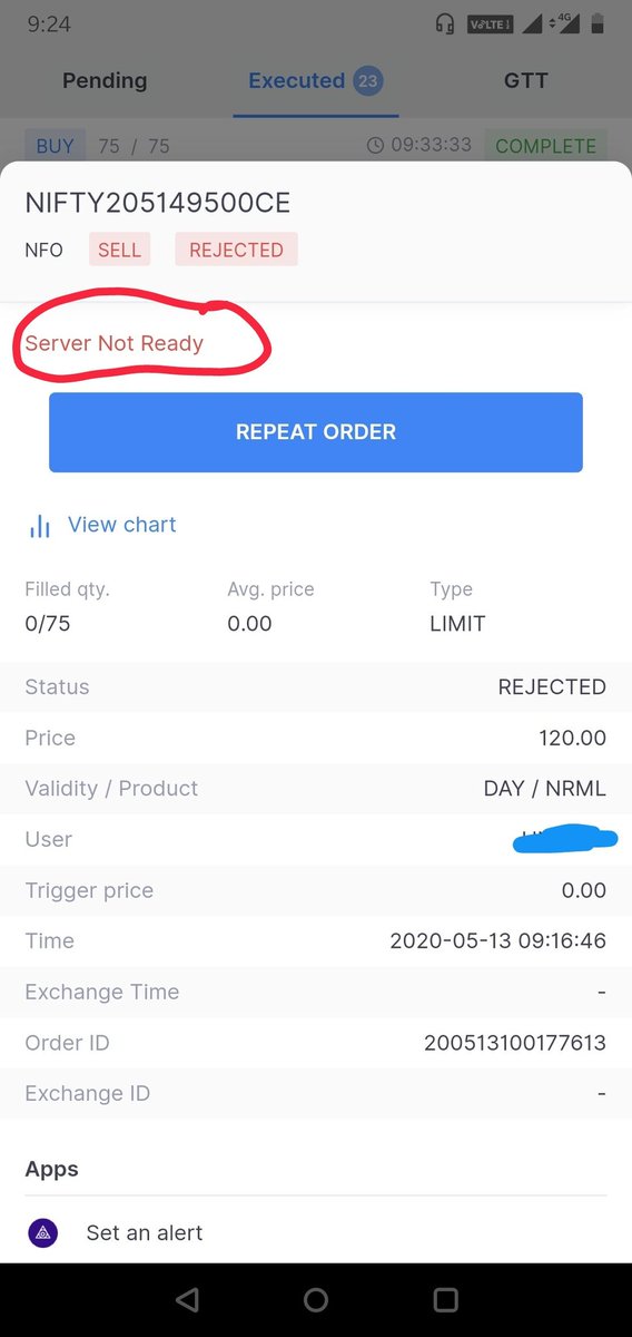 Lokitumkur's tweet photo. @zerodha Faced only once !!  Rest all ok https://t.co/YFyQTuU8bN