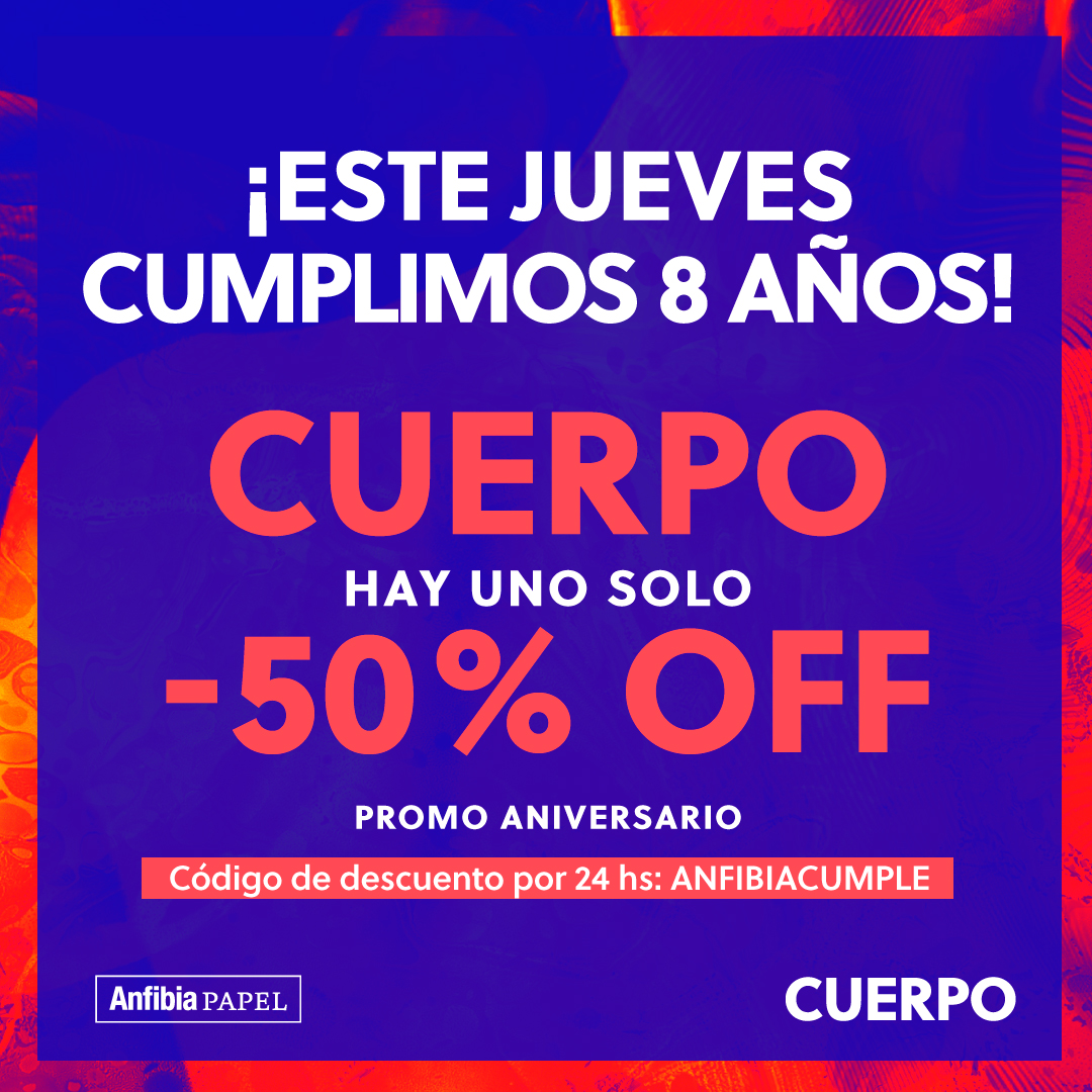 revistaanfibia's tweet photo. Cumplimos años y el regalo te lo hacemos a vos ❤️
Durante las 24 horas de mañana e ingresando el código ANFIBIACUMPLE vas a tener un 50% de descuento en nuestra tienda para conseguir #Cuerpo, el segundo libro de #AnfibiaPAPEL, a mitad de precio. https://t.co/ZNuCtGOZFn