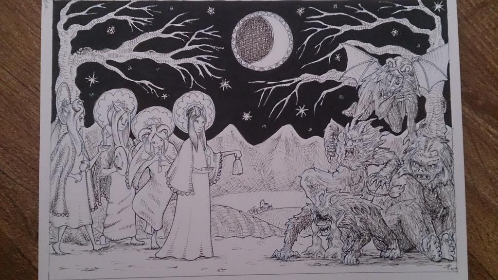 GrauerWind's tweet photo. Another one of my last years Inktober pictures.
Creatures called Perschten live in the Alps. They can be good or evil. -#Greymouse
#ArtistOnTwitter https://t.co/es1luGwbVM