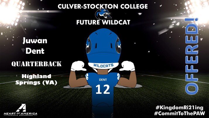 DentJuwan's tweet photo. Blessed to say I received offer to Culver-Stockton College. 💙#GoWildcats @CoachCutshaw @CoachHLee_4 @MrKleanKutVA @RecruitingHSHS https://t.co/45qUlRVArW