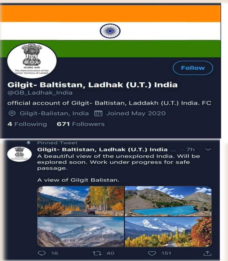 faraq_faizullah's tweet photo. India is doing mischief.
Gilgit Baltistan is Pakistan and Pakistan is Gilgit Baltistan . Ladakh and jamu kashmir is illegally occupied by India. Creating a fake twitter  account about Gilgit Baltistan is a shame for India. https://t.co/pZ2ZBTKNwd