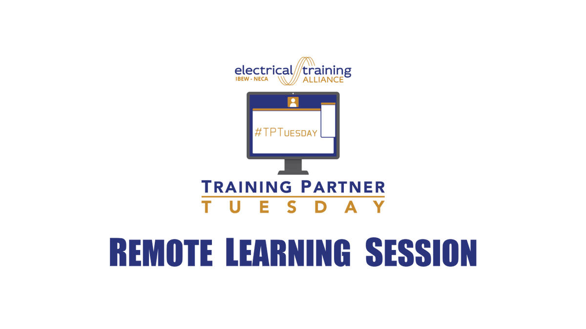 IBEWNECAetA's tweet photo. Thanks to everyone who joined us yesterday for the #TPTuesdayRemoteLearningSession. Special thanks to @ideal_sycamore and Ned Johns. It’s time to register for next week! More details & the reg link are on the Blended Learning website. #etATraining #GettingThruThisTogether https://t.co/zoExXDPOEt