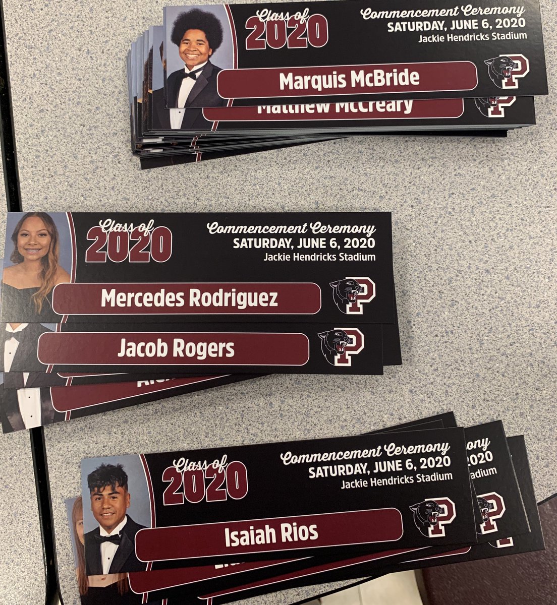 PrincetonISD's tweet photo. Class of 2020 graduation yard signs and admission tickets for commencement ceremonies have arrived at PHS. Administrators are sorting them to prepare for distribution. Seniors, be watching for your special delivery on Thursday or Friday. https://t.co/oPmk5md6lH