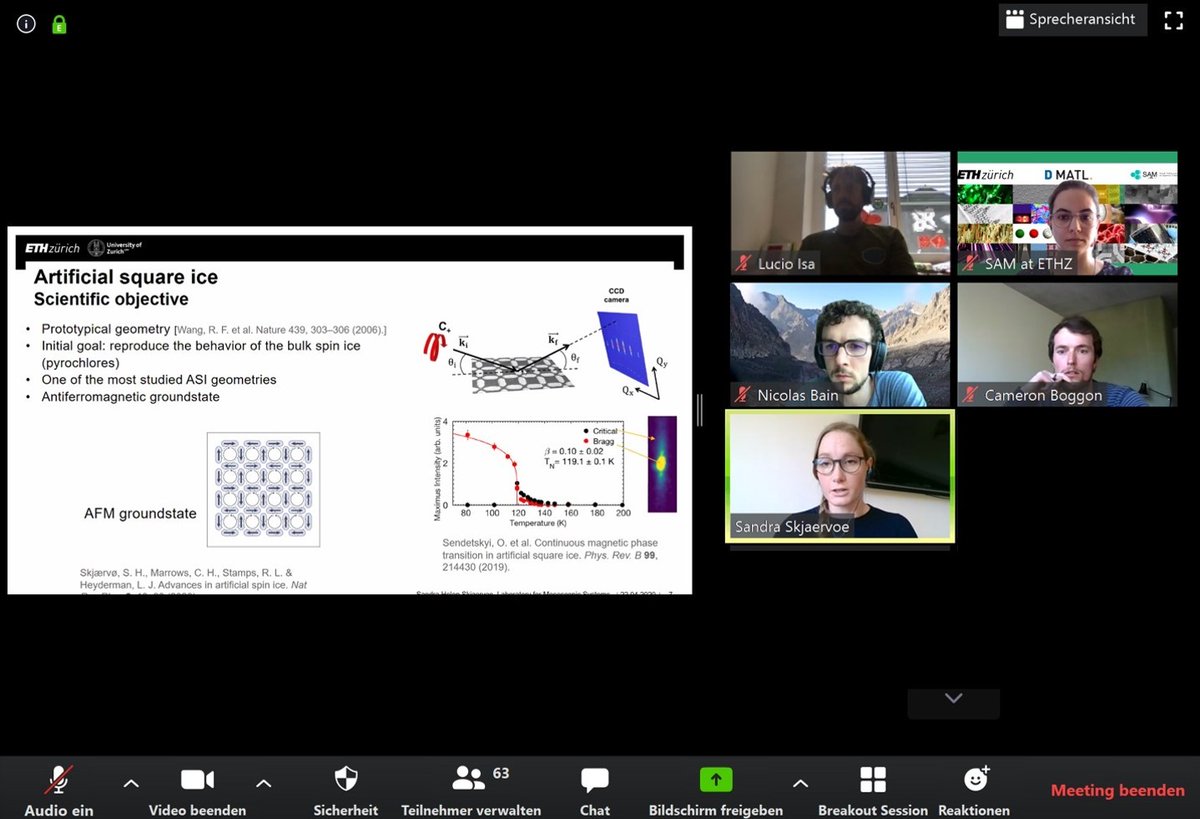 SAM_at_ETH's tweet photo. We are pleased to see the #ETH_Materials Community sticks together in this time and joins numerously the virtual #MaterialsColloquium! Thanks to Sandra Skjærvø (22th April's edition) and Shovon Pal (today's Colloquium) for your inspiring talks+flexibility to present virtually! https://t.co/DbJVL3KrO6