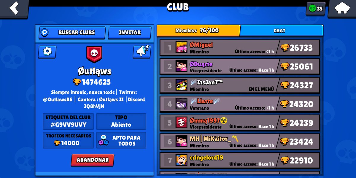 A todos los que nos quieran echar una mano a recuperar el clan se agradece muchísimo!! un RT ayudaría bastante!! Y si os podéis unir hasta que esté mejor sería la hostia!! ❤️❤️