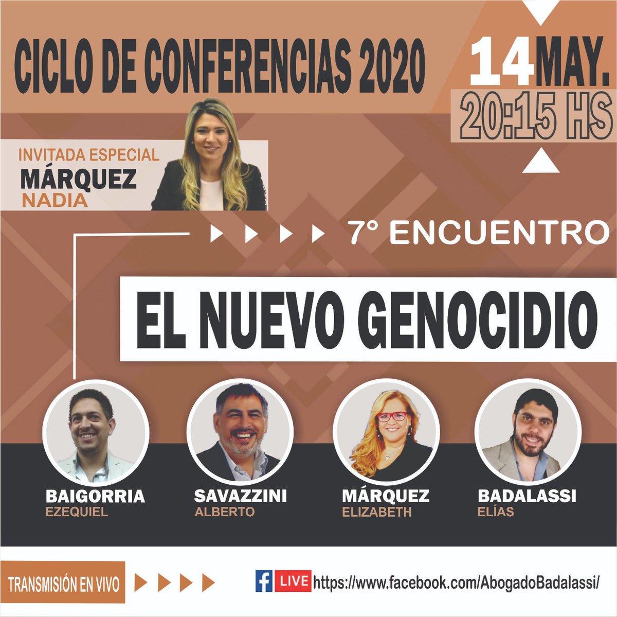 EzeBaigorriaok's tweet photo. Este jueves tenemos nuestro 7° encuentro del Ciclo de Conferencias Solidaria Online titulado: #ElNuevoGenocidio‼️
#Savazzini #Márquez #Badalassi #Baigorria
Nos estará acompañando @nadiajmarquez‼️
Jueves 14 a las 20:15 (horario Argentina) por aquí:
https://t.co/YXvIRFt64X https://t.co/d0kqTaweRb