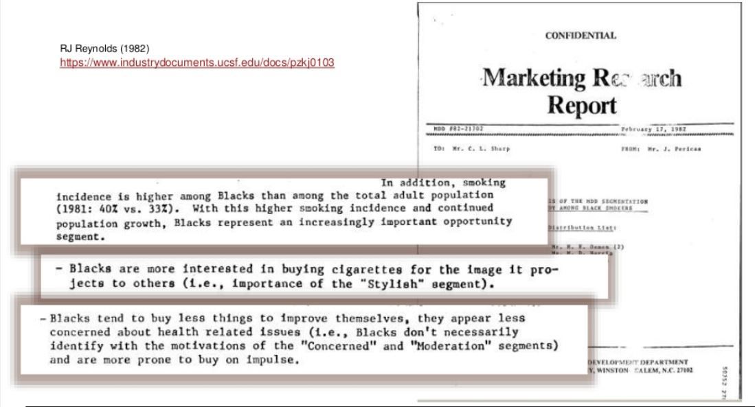 industrydocs's tweet photo. #tobaccoindustrydocuments reveal truth behind LIE#3 of #7deadlylies:Using tobacco makes u cool. FACT: RJR crafted mrkting campaigns around lies like"Blacks are more interested in buying cigarettes for the image it projects 2 others" https://t.co/WGQIrv5P1Y @Tobacco_LIES #matl2020 https://t.co/YPzFIvTNOp