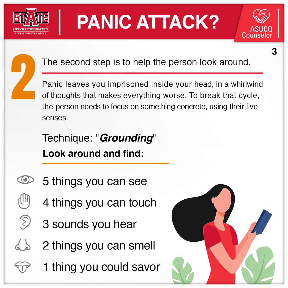 arkansasstatemx's tweet photo. Howl and stay calm! 🐺 🆙

Here are some #PackPractice to identify if you are having a panic attack and how to deal with it.

#ASUCQ #ASUCQLife #WolvesUp https://t.co/SnGxZNyV6l