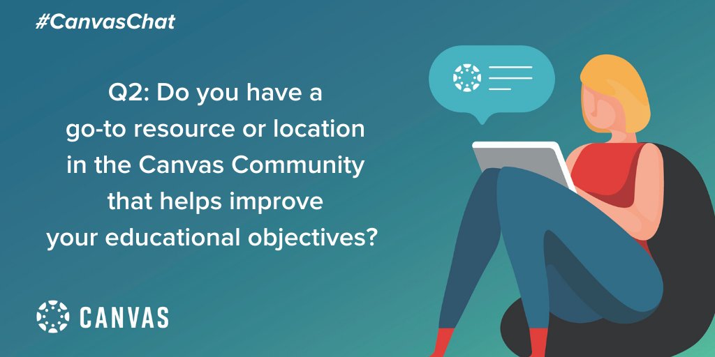 Canvas_by_Inst's tweet photo. Q2: Do you have a go-to resource or location in the Canvas Community that helps improve your educational objectives? #CanvasChat https://t.co/Y3p8G54AFC