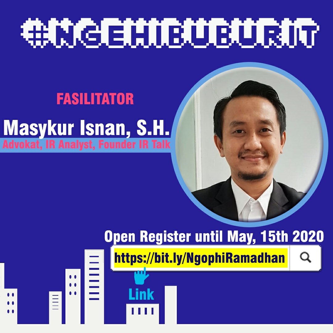 hmripolteknaker's tweet photo. YU MARI "NGOPHIIII" Acara NGOPHI Vol.3 kali ini bertemakan Dilema THR Ditengah Badai Pandemi COVID-19. Mau tau siapa fasilitatornya? Cek gambar dibawah ya! 

Save The Date: Sabtu, 16 Mei 2020 pukul 15.30-16.30 WIB

Narahubung:
Embun (082137575146)
Yona (083867583249) https://t.co/gbMva6Drvs