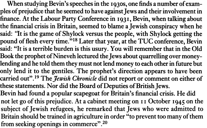 1) Some people have questioned my claim that Labour Foreign Secretary Ernest Bevin was an antisemite. I made this claim re  @IanAustin1965's Bevin brown-nosing article in the Daily Mail, today. Here is the evidence. THREAD. Any comment on Bevin's "Jewish Conspiracy", Ian?