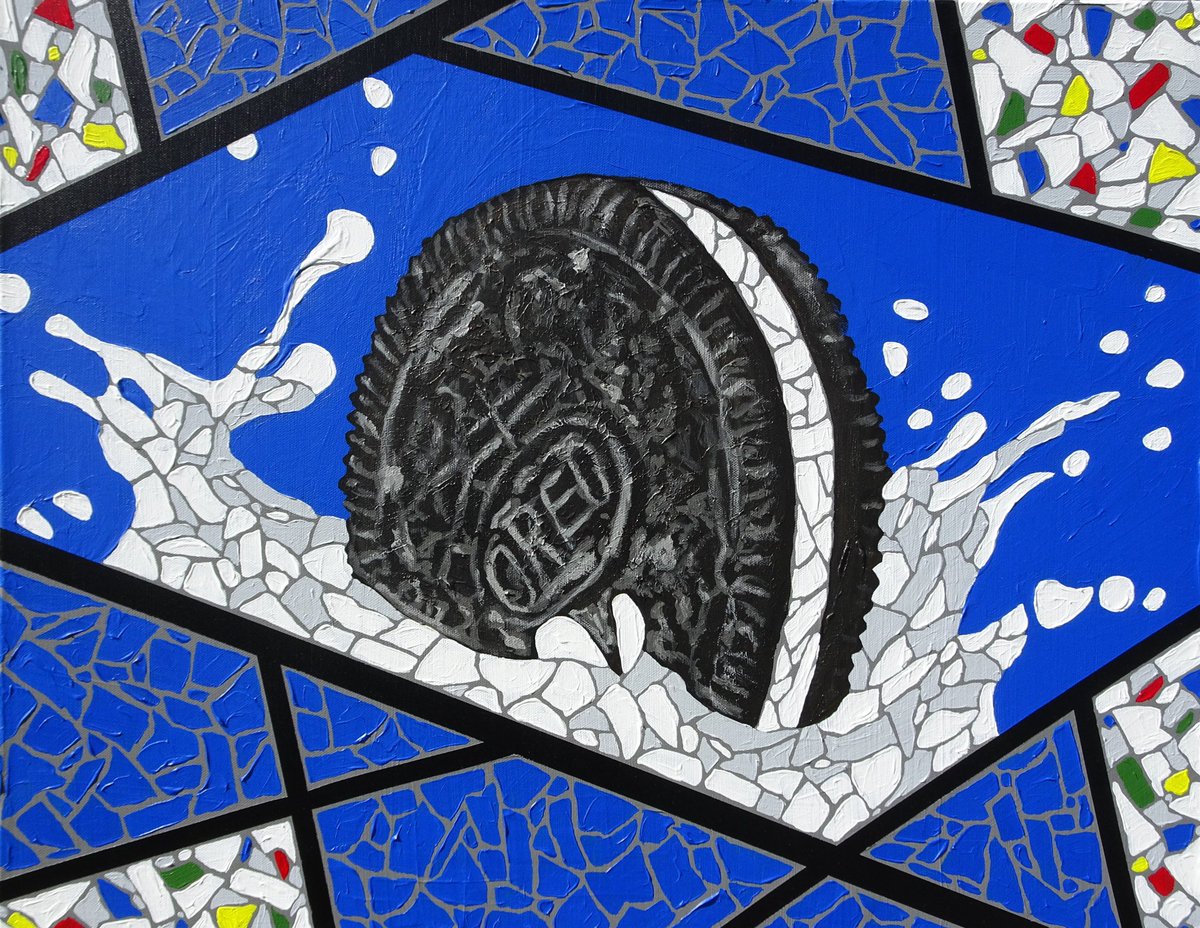 EddieBrucknerFA's tweet photo. People loved my “America’s Favorite Cookie” Oreo painting so I did 2 new variations!  “Oreo Dunk” &amp; “Oreo Splash”, 22”x28”, Acrylic on Canvas. Available for purchase now!

#oreo #oreocookie #oreodunk #oreosplash #oreos #oreoart #popart #foodart #milkandcookies #cookiesandmilk https://t.co/NNA1r9XvzT