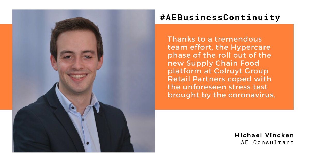AE_NV's tweet photo. In this crisis, we are helping out numerous of our clients with their Business Continuity challenges. Are you ready for the Next Normal? https://t.co/IJsrCXp81d
#AEBusinessContinuity #SupplyChain #Covid19 @michaelvincken @colruytgroup https://t.co/eWXLJdZUe4
