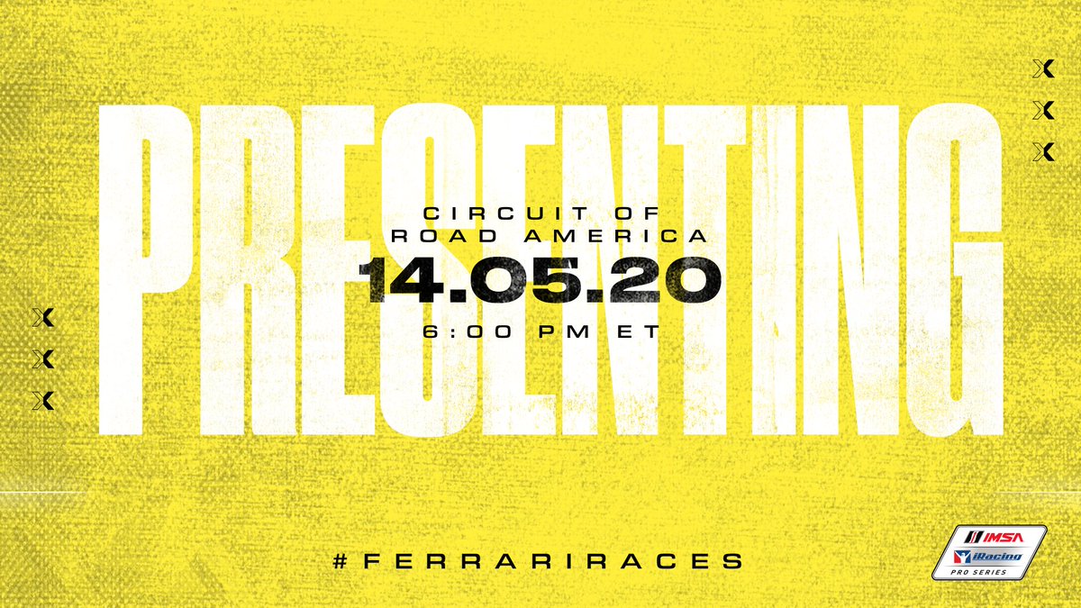 Our virtual challenge lives on! 🕹 🙌
Next destination? @RoadAmerica, for the <a href="/IMSA/">IMSA</a> iRacing Pro Series. Five #Ferrari488GTE cars will be part of the race. So be sure to tune in and go #Ferrari!! 😍

Find out more 👉 bit.ly/Ferrari_IMSA_R…  

#FerrariRaces