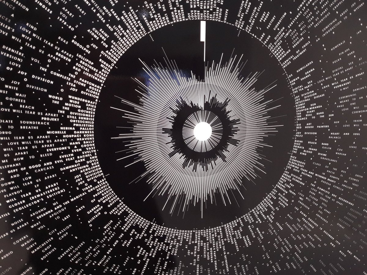 taataakaa's tweet photo. Love will Tear Us Apart Peter Crnokrak @ Fondation_EDF expo #123Data 📷 13 mai 2018 (168 versions ou remix du titre représentés de manière discoïdale) https://t.co/KfizThvKRc
