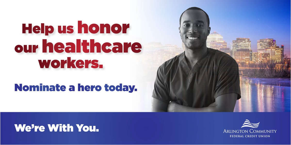 arlingtoncu's tweet photo. Do you know a healthcare hero? Nominate them today and they will be recognized and entered for a chance to win lunch for their team!
https://t.co/1DJSpDeGp4 #ACFCUHero #FrontLineHeroes https://t.co/Y4x88nypLu