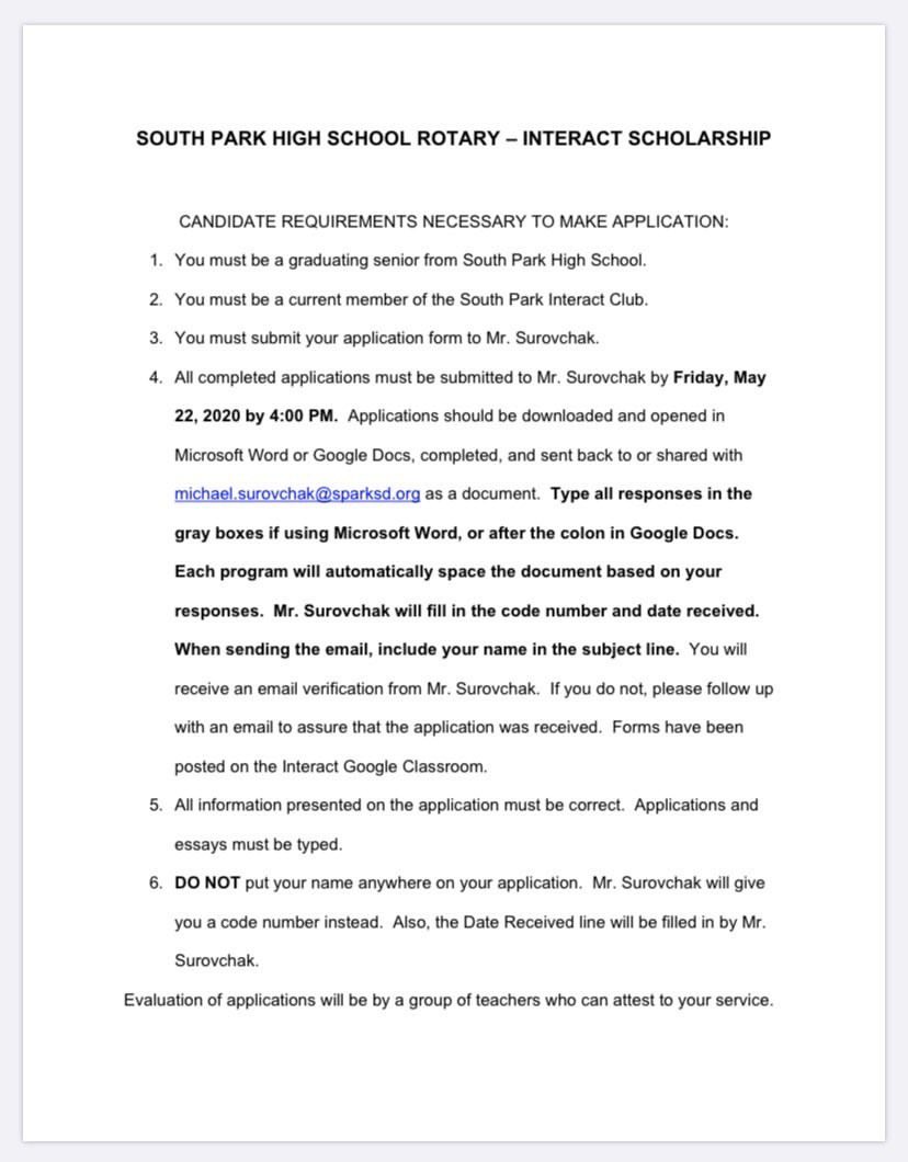 Spark_Interact's tweet photo. The Pleasant Hills Rotary Club contacted us a couple days ago and plans to offer Rotary-Interact Scholarships again for 4 students.  The application and information is attached to this posting.  Any senior Interact member is eligible.

The deadline is Friday, May 22nd at 4:00 PM. https://t.co/NHWOnFbduV