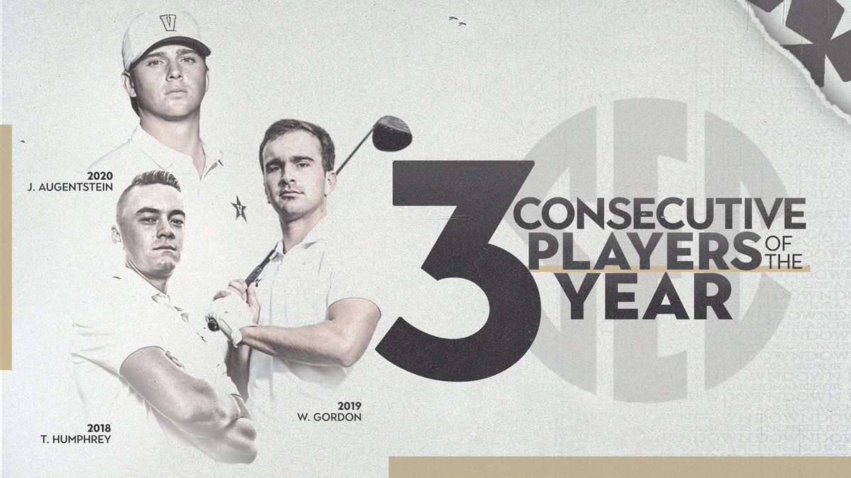 John Augenstein named the SEC Player of the Year, the third consecutive season a Vanderbilt player has captured the award and the first time in Commodore history a team has won three straight POY honors.

vanderbi.lt/5y5at

#VandyGolf | #AnchorDown