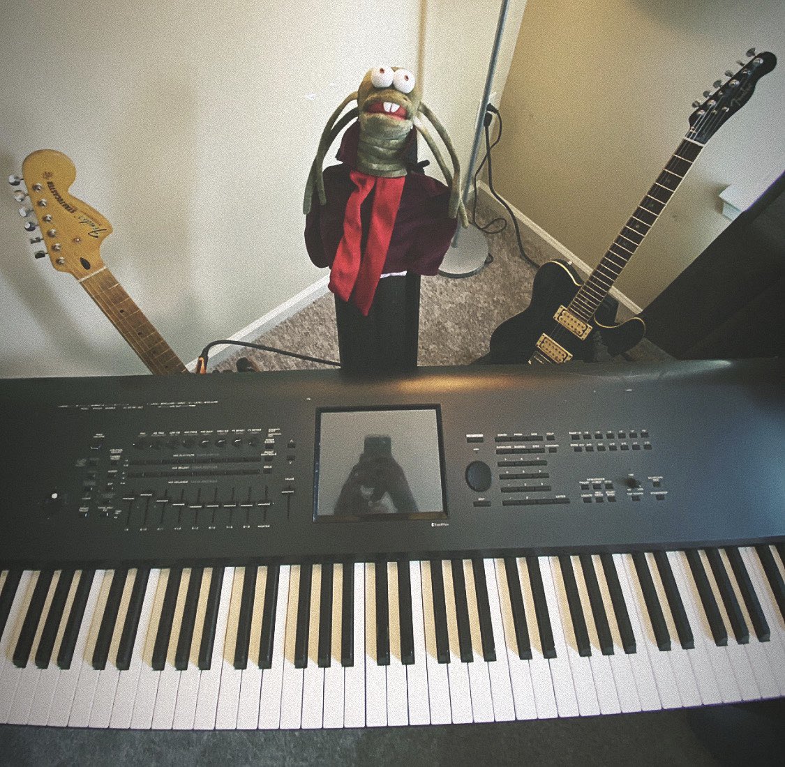 vikramshankar_'s tweet photo. The most important things I did in my new studio was get Ziltoid presiding over my @KorgUSA Kronos. @dvntownsend https://t.co/XQeVPlkatb