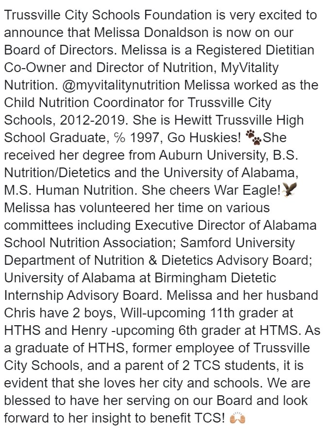 TCSF welcomes Melissa Donaldson as its newest member of the Board of Directors.  Congratulations Melissa!