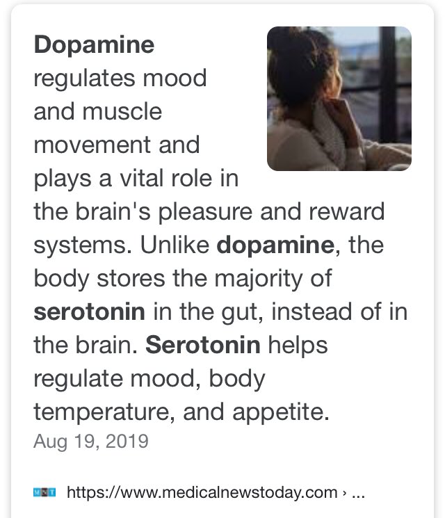 Unlike Dopamine where majority is primarily produced & found in the brain, same for Neural Serotonin, a neurotransmitter produced in the brain with many roles, the vast majority of it (90%), (*Peripheral Serotonin) is found, produced & stored in the Gut & has plethora of roles