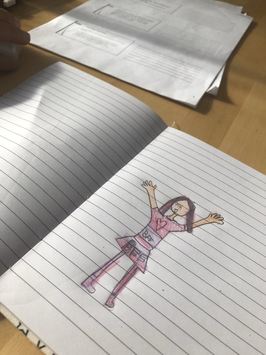 thubelina's tweet photo. @EastfieldPS #eastfieldbettertogether Today’s challenge: A drawing with hands up. Μarianthi drew herself looking older. She is 7 years old now. Where did time go? 🥺🥺 A lovely evening to everyone 🌈💙🧡 https://t.co/zLBwxN6pkl
