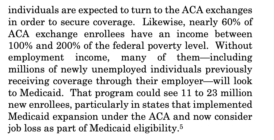 The AHIP brief highlights that the 20-30 million who would be expected to lose their coverage if ACA was struck down is a *pre-pandemic estimate.* The job loss since the the outbreak means that number is much higher, AHIP argues  https://www.supremecourt.gov/DocketPDF/19/19-840/143391/20200513104715600_19-840-19-1019-AmericasHealthInsurancePlansAmicus.pdf