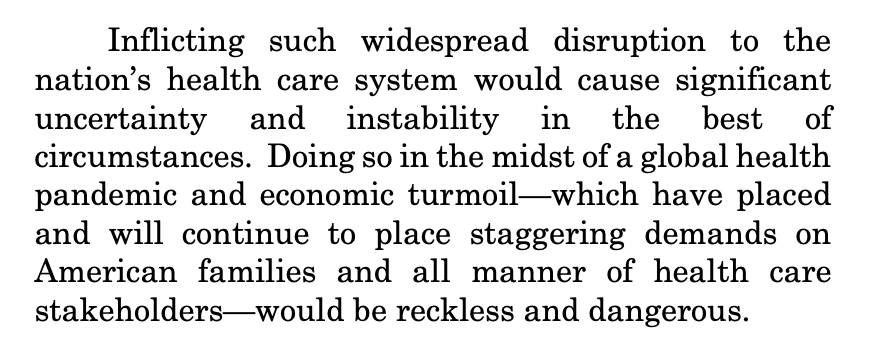 The AHIP brief highlights that the 20-30 million who would be expected to lose their coverage if ACA was struck down is a *pre-pandemic estimate.* The job loss since the the outbreak means that number is much higher, AHIP argues  https://www.supremecourt.gov/DocketPDF/19/19-840/143391/20200513104715600_19-840-19-1019-AmericasHealthInsurancePlansAmicus.pdf