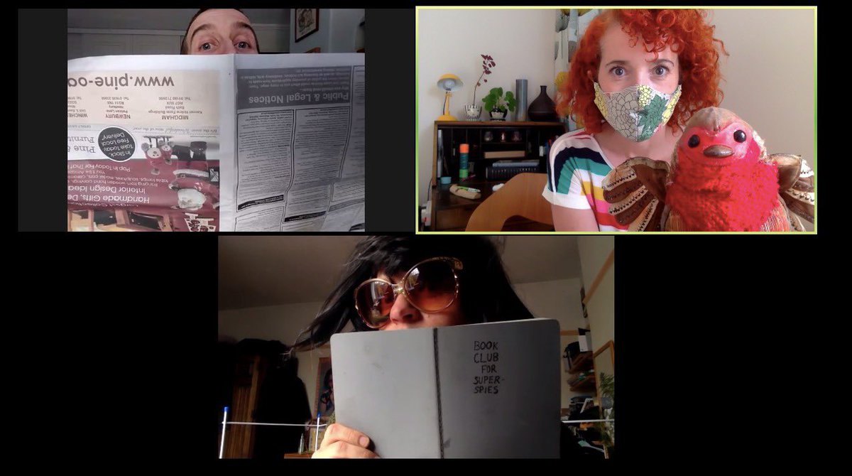 angelexit's tweet image. Obligatory screen grab of day 1 of online rehearsals for our digital Super-Spies show! #devisingonline #digitaldevising #superspies #lockdowntheatre #wishwewereinarehearsalroom #misstheseguys #letscreate @Doorstep_Arts @the_spring @ActivatePArts @LighthousePoole