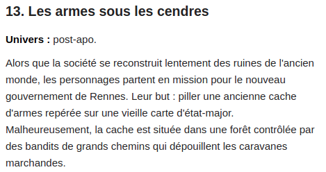  Fables de Mai n°13 : les armes sous les cendres Thème : cendres.(post-apo )Comment ne pas s'inspirer pour ce thème du jeu Cendres ( http://www.legrog.org/jeux/cendres ) et de son univers post-apo franchouillard ? #FablesDeMai  #JDR