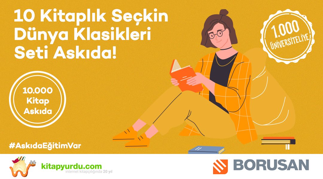 Askıda Ne Var (@askidanevar) on Twitter photo Borusan desteğiyle gerçekleştirdiğimiz #AskıdaEğitimVar projesi kapsamında, 1.000 üniversiteliye <a href="/kitapyurducom/">Kitapyurdu.com</a>’dan Seçkin Dünya Klasikleri Kitap Seti askıda! Askıdan almak için, <a href="/askidanevar/">Askıda Ne Var</a> ve <a href="/borusanholding/">Borusan Holding</a> hesaplarını takip et, bu tweet'i RT'le! Borusan desteğiyle gerçekleştirdiğimiz #AskıdaEğitimVar projesi kapsamında, 1.000 üniversiteliye <a href="/kitapyurducom/">Kitapyurdu.com</a>’dan Seçkin Dünya Klasikleri Kitap Seti askıda! Askıdan almak için, <a href="/askidanevar/">Askıda Ne Var</a> ve <a href="/borusanholding/">Borusan Holding</a> hesaplarını takip et, bu tweet'i RT'le!