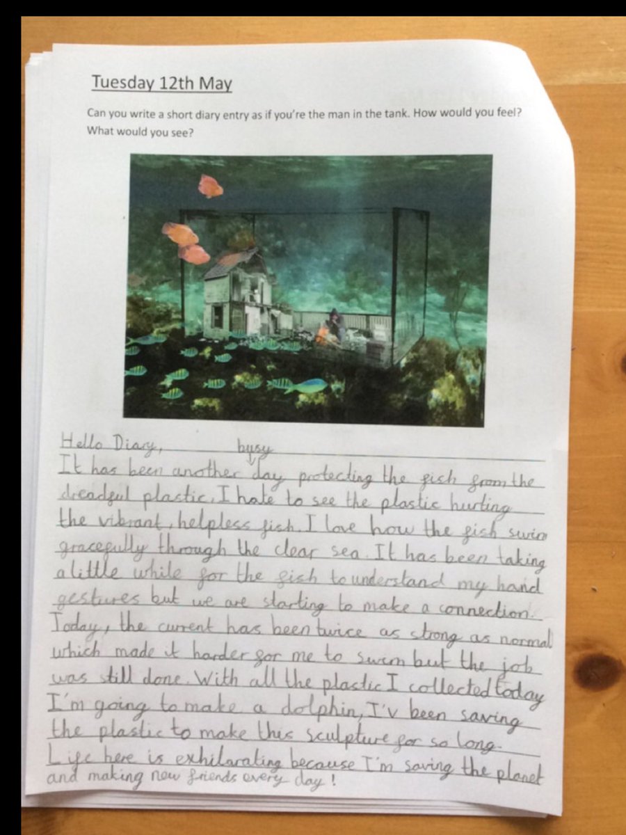 Check out this Eco warriors diary entry. Someone who lives in a tank in the ocean to clear out all he plastic! Very creative and inspired by a love of our oceans <a href="/EcoSchools/">Eco-Schools England</a>