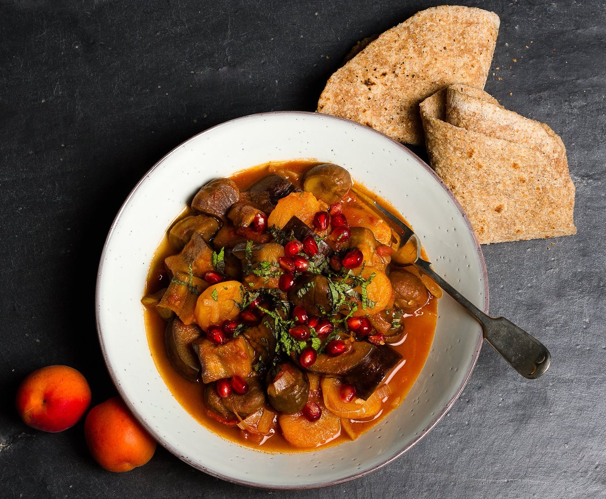 BarefacedFood's tweet photo. Our vegan aubergine, apricot and chestnut tagine going out in our nourish packages on Tuesday.  All that North African ginger and cinnamon and preserved lemon oooftness... 😍 Scrumptious 😁 

#vegan #healthyeating #eatwell #plantbased #ayrshirefooddeliveries https://t.co/5WBhOQcKvg