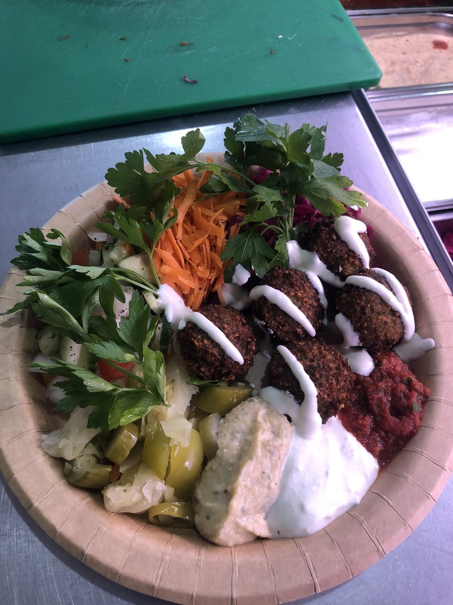chelfalafelking's tweet photo. Chef’s platter 5psc falafel with all salad and all sauce £6 #cheltenhamfalafelking order for home delivery. #justeat or deliveroo https://t.co/OTky0R0mS4