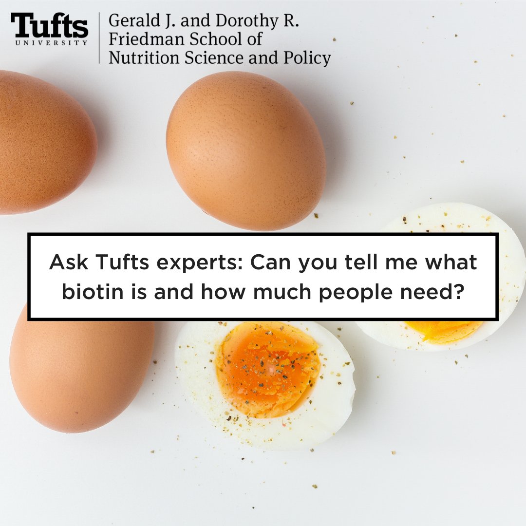 Tufts experts say: Biotin is a water-soluble vitamin also called B7. Adequate intake of biotin for people over age 19 is 0.3 mg a day. Since most U.S. adults get 0.4 to 0.6 mg a day from foods like egg yolks, biotin deficiency is rare. 
Read more: bit.ly/39NFzhE