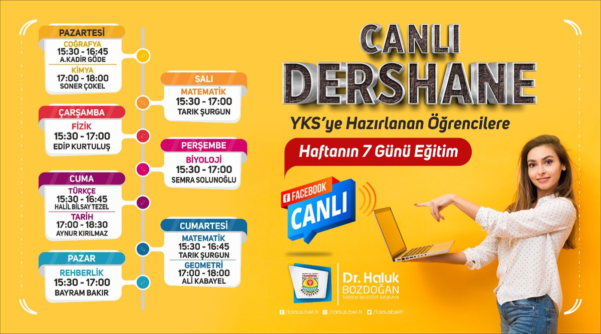 drhalukbozdogan's tweet photo. BİZE HER YER OKUL.

Sevgili #YKS Öğrencileri , 

Mahmut Hoca'nın dediği gibi, "Okul sadece dört yanı duvarla çevrili, tepesinde dam olan yer değildir.Okul her yerdir."

Haftalık ders programınızı kaydedin, derslerinizi kaçırmayın😊. İyi dersler🔔#Başaracaksınız 
#tarsusbelediyesi https://t.co/MfcPbFcm1p