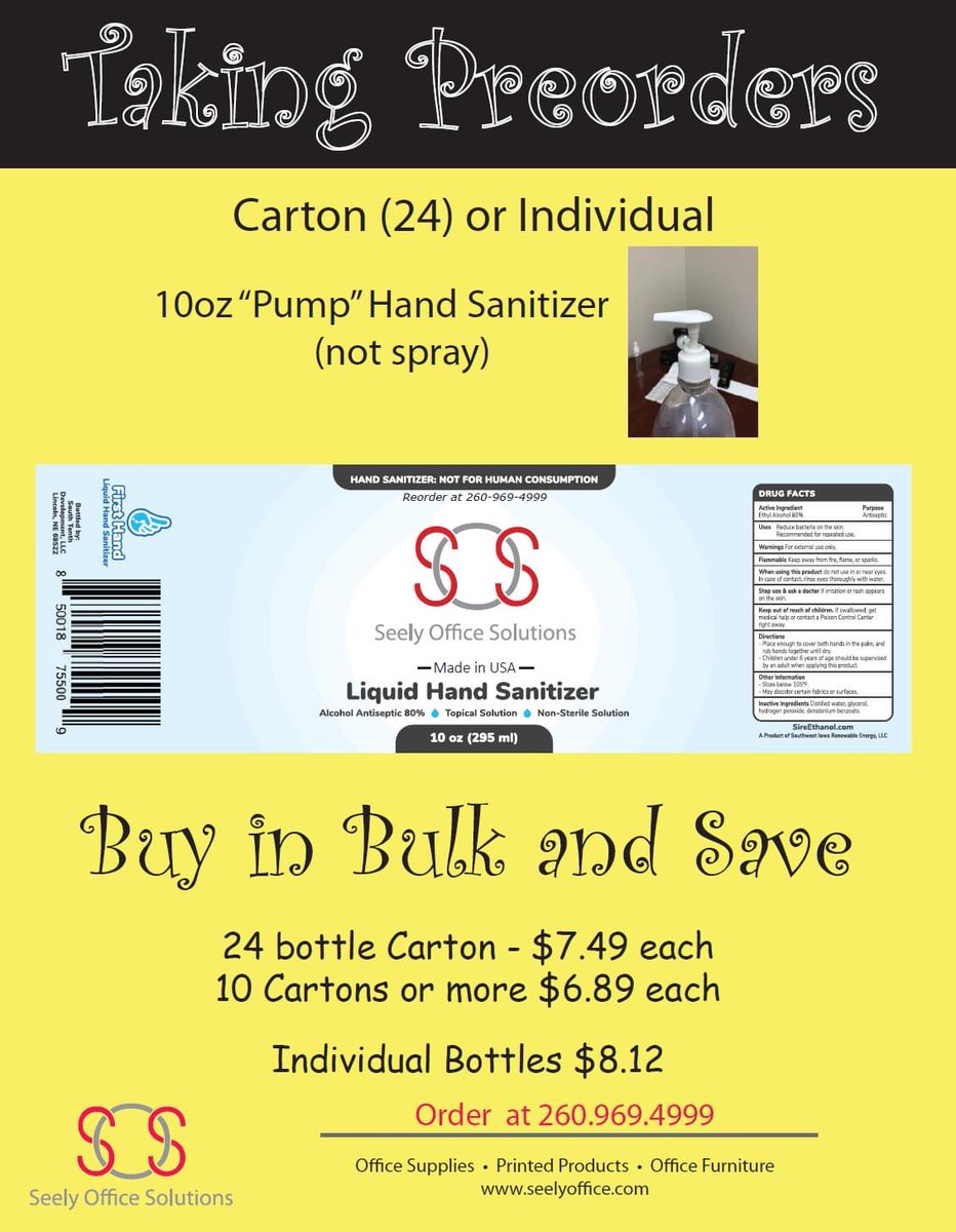 Great deal on hand sanitizer for folks in Northern Indiana! Reference Region 8 ESC if you order! :)