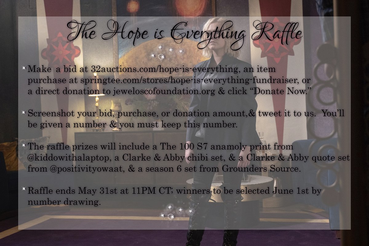 Are you ready to see the rules for our #HopeisEverything raffle? 🥳😊 #The100