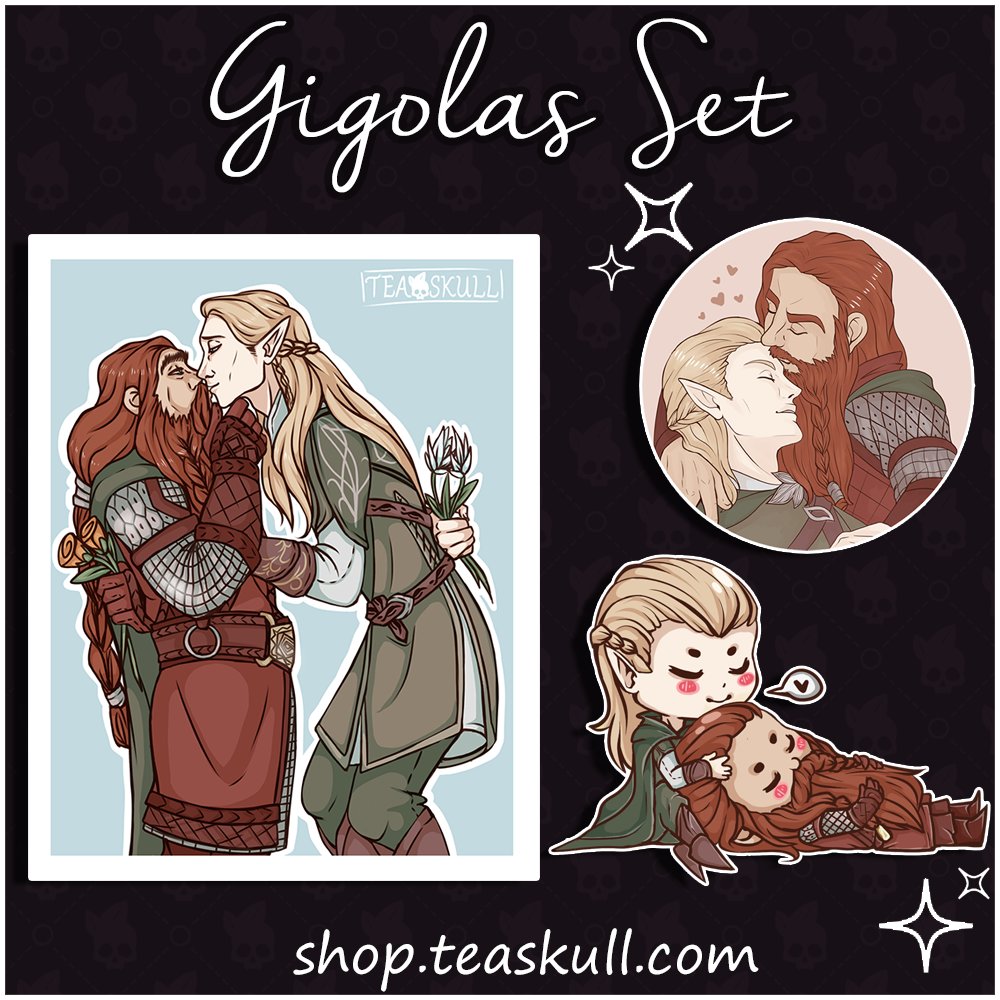 teaskull's tweet photo. You can find Gigolas merch on my shop. ^.^ 2 days left on my 20% off sale! get your free button while they are hot~
#gigolas #legolasgreenleaf #gimlisonofgloin #legolasxgimli #onlineshop #merch #mywork #teaskull https://t.co/RP16D5xAJD