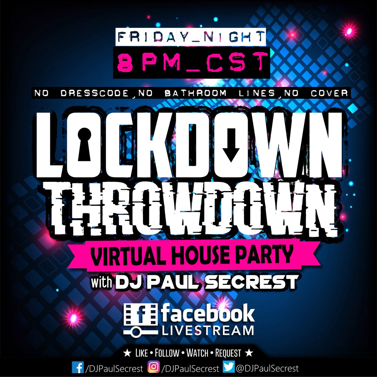 DJPaulSecrest's tweet photo. 🎧🎤🚨This Friday Night! Come and experience your own personal virtual house party with DJ Paul Secrest. Mixing your requests live. 🎧🎤🚨. #djlivestream #djlive #djliveset #lockdownthrowdown #djpaulsecrest #virtualhouseparty #houseparty #byob https://t.co/NJYcrkOgBd