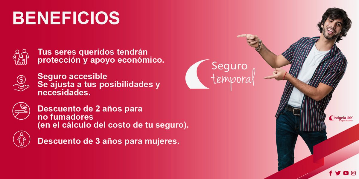InsigniaLife's tweet photo. Estos son los beneficios que tiene un seguro accesible y que se ajusta a tus posibilidades y necesidades. #SeguroTemporal https://t.co/SrnqfzK8ni