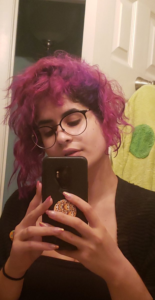 Hair thread: 5/24/2019 I went through a really bad breakup. 6/12/2019 I went to change my hair. I needed a huge change and we went from natural black hair to pink hair with purple roots! If you look close enough at my natural hair you can see the grey streak hidden in my bangs
