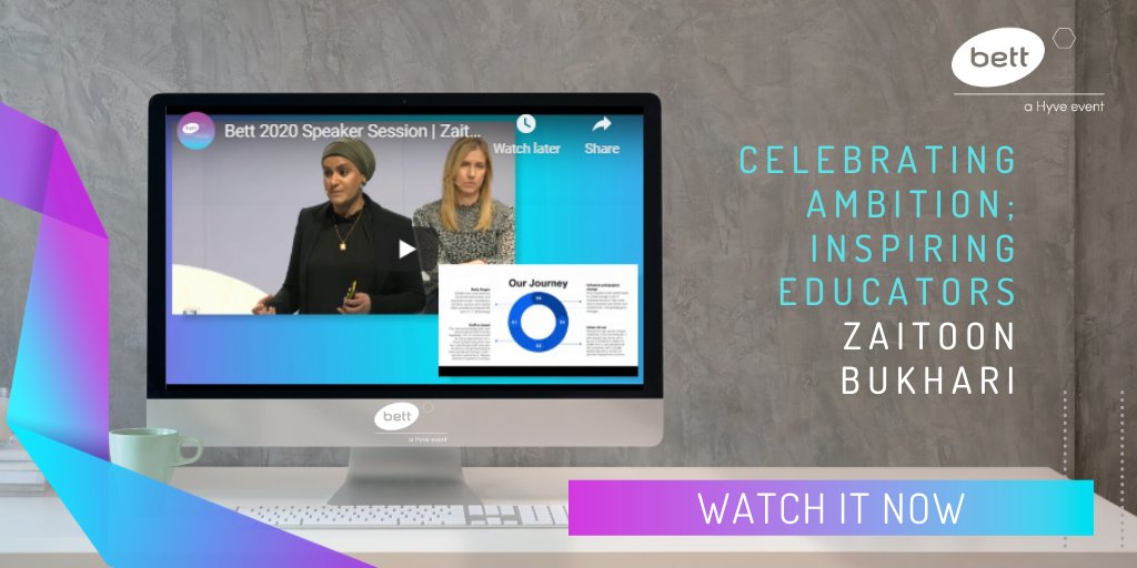 Bett_show's tweet image. NEW on the hub! Watch #Bett2020's live sessions. 
Hear from Zaitoon Bukhari of @WPAschool presenting the session 'Celebrating Ambition; Inspiring Educators' and how she believes EdTech enables a more seamless journey for learning: fal.cn/383Ry
#EdTech #RemoteLearning