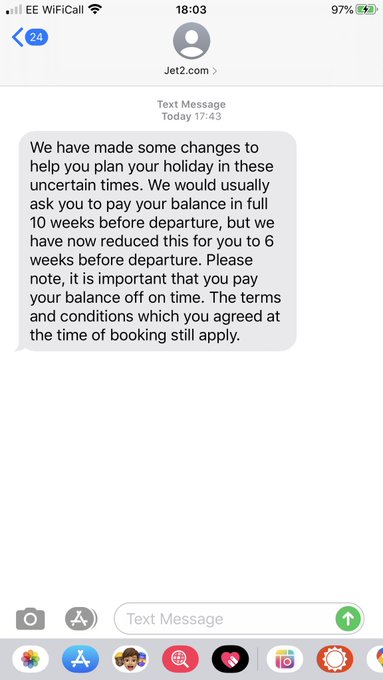 So basically pay in full or lose deposit for a holiday that&rsquo;s not going to happen either way @jet2tweets<a href="/tag/adultwork"class="tags"><span>#adultwork</span></a>