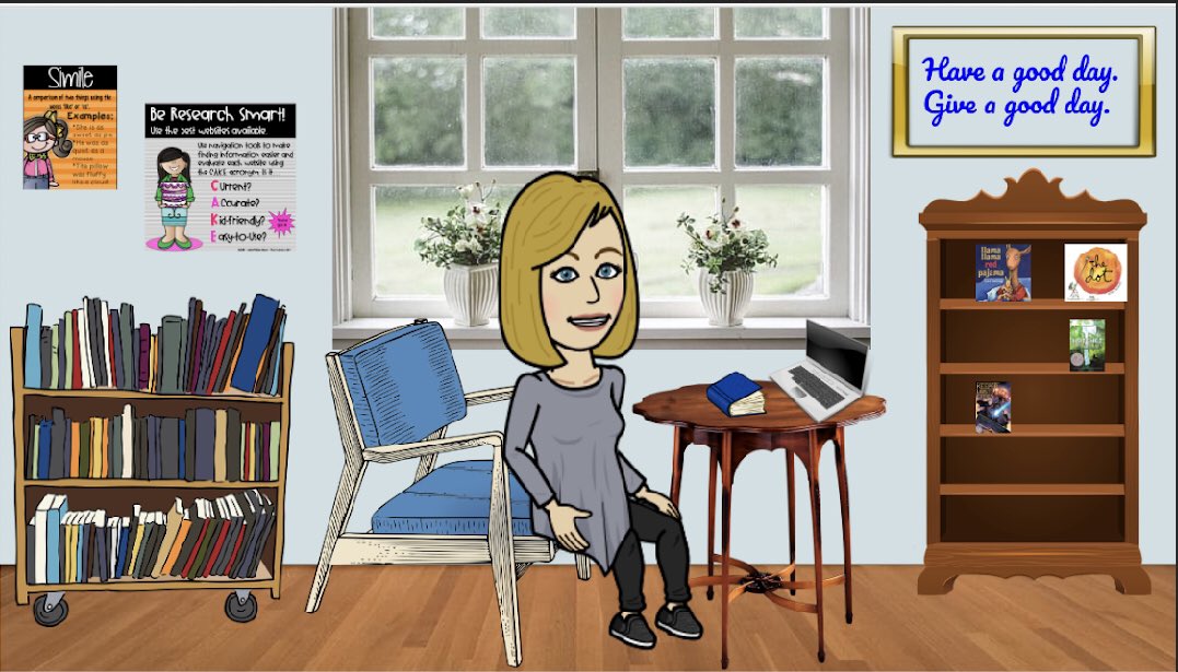 RBESMediaCtr's tweet photo. My Bitmoji home library office! Our Rockets have done a great job from home during this time   @RBESRockets https://t.co/8CvaDjzrAF