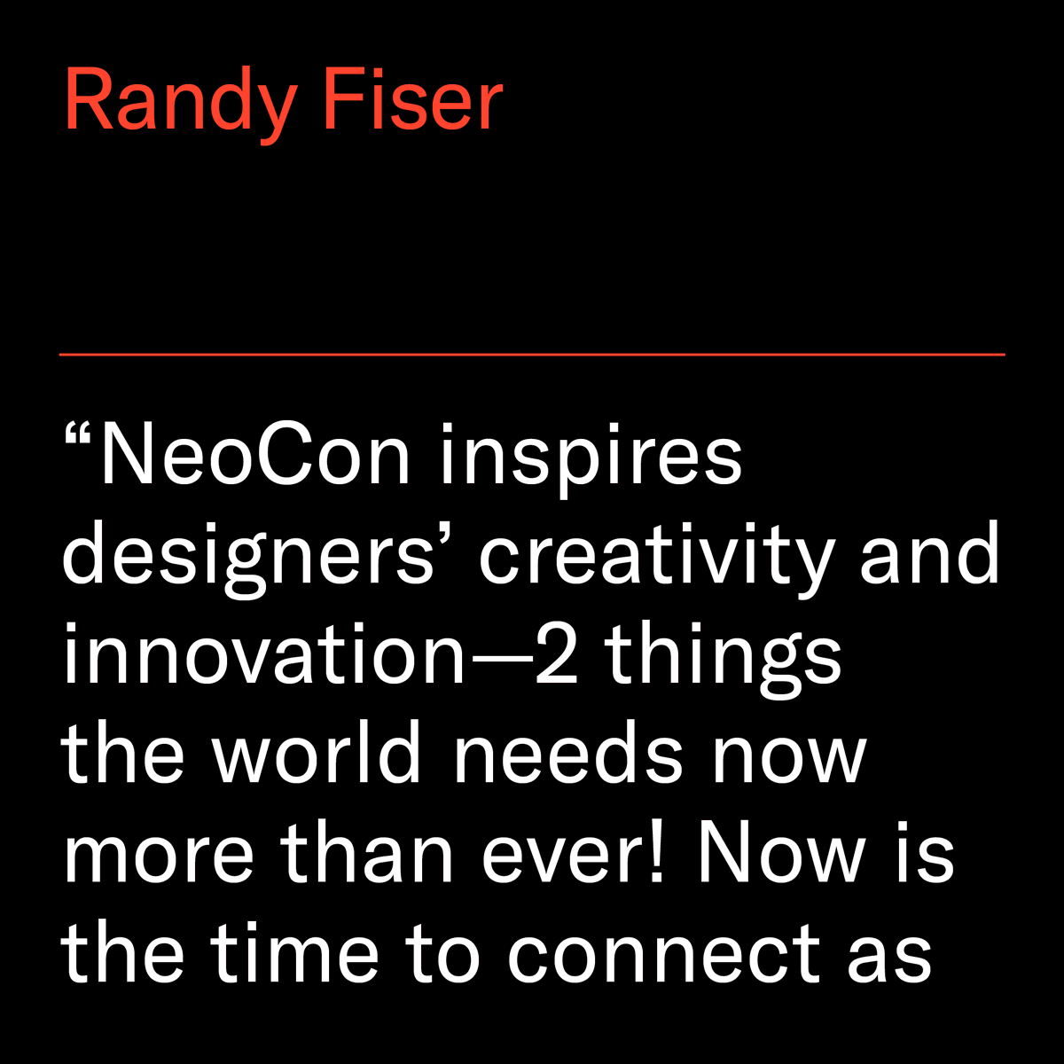 NeoCon_Shows's tweet photo. "NeoCon inspires designers' creativity + innovation—2 things the world needs now more than ever! Now is the time to connect as a community and solve the problems of tomorrow." - Randy Fiser, @asid CEO #NeoConnectQuotes #DesignStandsTogether #DesignImpactsLives #NeoConnect2020 https://t.co/nojHxviaTc