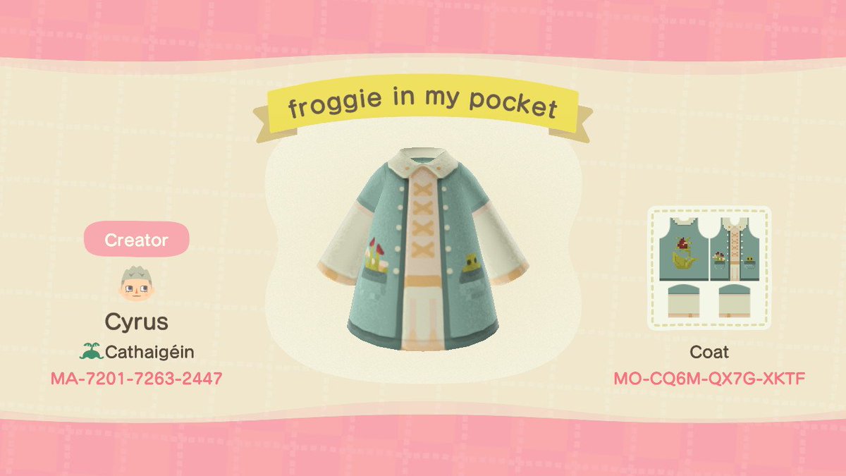 jxzzpvnk's tweet image. there's a froggie in my pocket... #ACNHDesign #ACNH #ACNHDesigns #ACDesigns #AnimalCrossingNewHorizons #AnimalCrossingDesigns